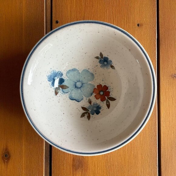 VTG Noritake Versatone Glimmer Bowls Set 4 Floral Blue Red Japan B301W10 - Picture 1 of 6